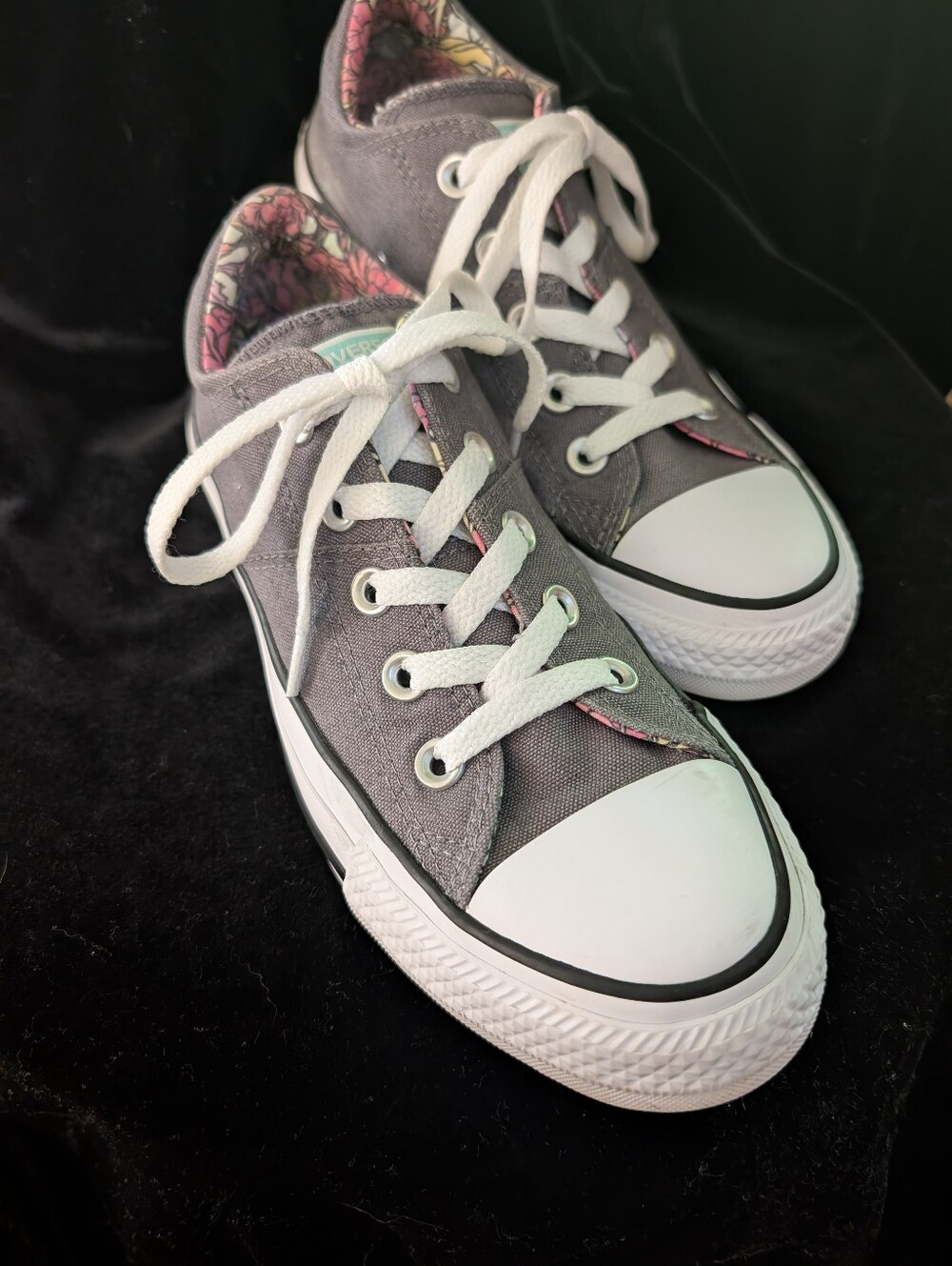 Converse Gray Low-Top Canvas Sneakers with White Trim